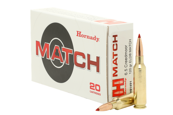 Hornady Match Ammunition: 6.5 Creedmoor, 120 Grain, ELD Match, 2910 fps