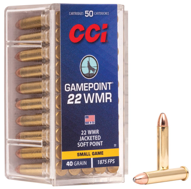 CCI Gamepoint Ammunition: 22 WMR, 40 Grain, Jacketed Soft Point, 1875 fps