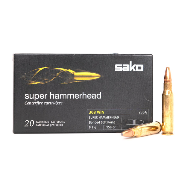 Sako Super Hammerhead Ammunition: 308 Win, 150 gr, Bonded Soft Point, Model P629235A