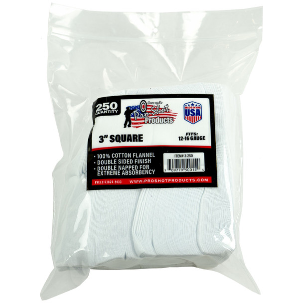 Pro-Shot Products Cleaning Patches: 12-16 Gauge, 3", Square, 250 Count