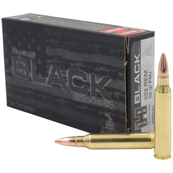 Hornady BLACK Ammunition: 223 Rem, 62 gr, FMJ, 3100 fps, Model 80234