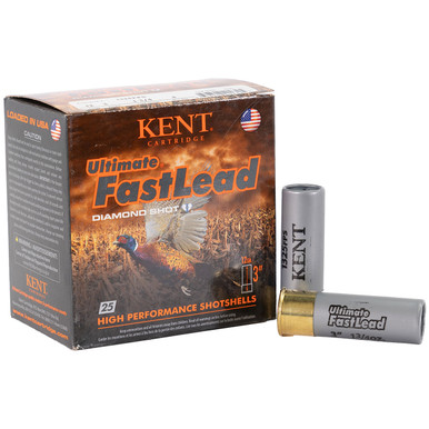 Kent Ultimate Fast Lead Diamond Shot Ammunition: 12 Gauge, 3", #4, 1-3/4 oz, 1325 fps, Model K123UFL50-4