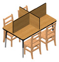 Study Carrel - 4 Carrels - Small - Oak/Black (Thumbnail)