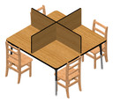 Study Carrel - 4 Carrels - Large - Oak/Black (Thumbnail)