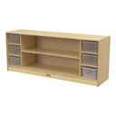 Wooden Combo Bin Toy Storage Bookshelf with 6 Clear Cubbie Trays (Thumbnail)