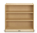 Kids Mobile Wooden Three Shelf Storage Bookcase With Casters (Thumbnail)