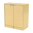 Small Lockable Wooden Storage Cabinet With Doors and Shelves (Thumbnail)