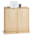 Small Lockable Wooden Storage Cabinet With Doors and Shelves (Thumbnail)