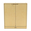 Small Lockable Wooden Storage Cabinet With Doors and Shelves (Thumbnail)