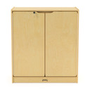 Small Lockable Wooden Storage Cabinet With Doors and Shelves (Thumbnail)