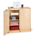 Small Lockable Wooden Storage Cabinet With Doors and Shelves (Thumbnail)