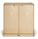 Small Lockable Wooden Storage Cabinet With Doors and Shelves (Thumbnail)