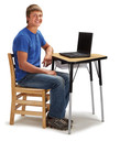Tall Trapezoid Desk - Oak/Black/Black (Thumbnail)