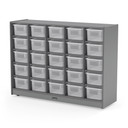 25 Cubby Wooden Gray Classroom Storage Organizer With Clear Bins (Thumbnail)