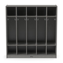 5 Section Wooden Gray Coat Locker With Cubbies (Thumbnail)