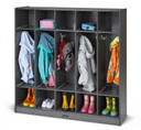5 Section Wooden Gray Coat Locker With Cubbies (Thumbnail)