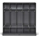 5 Section Wooden Gray Coat Locker With Cubbies (Thumbnail)