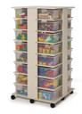 32 Tub Wooden White Mobile Storage Tower (Thumbnail)