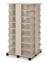 32 Tub Wooden White Mobile Storage Tower (Thumbnail)