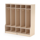 5 Section Wooden White Coat Locker Cubby With Bench (Thumbnail)