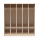 5 Section Wooden White Coat Locker Cubby With Bench (Thumbnail)