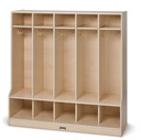 5 Section Wooden White Coat Locker Cubby With Bench (Thumbnail)