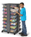 32 Tub Wooden Gray Mobile Storage Tower (Thumbnail)