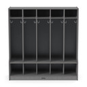 5 Section Wooden Gray Coat Locker Cubby With Bench (Thumbnail)