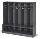 5 Section Wooden Gray Coat Locker Cubby With Bench (Thumbnail)