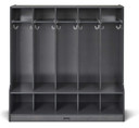 5 Section Wooden Gray Coat Locker Cubby With Bench (Thumbnail)