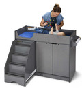 Gray Wooden Diaper Changing Table With Stairs (Thumbnail)