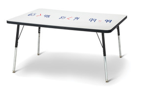 Rectangle Dry Erase Table - 30" x 48", A-height - Write-n-Wipe/Black/Black