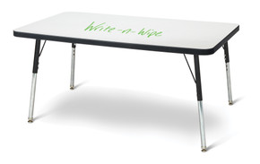 Rectangle Dry Erase Table - 24" x 36", A-height - Write-n-Wipe/Black/Black