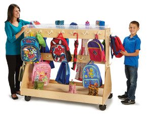 Mobile Backpack Cart – with Clear Cubbie-Trays