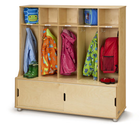 Wooden Classroom 5 Section Kids Locker With Storage