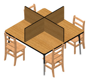 Study Carrel - 4 Carrels - Large - Oak/Black