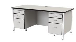 Teachers' 66" Desk with 2 Pedestals - Gray/Black