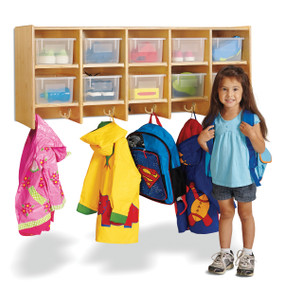 10 Section Wooden Wall Mounted Coat Locker