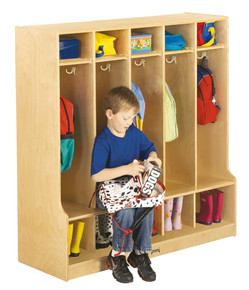 5 Section Coat Locker with Step