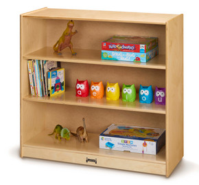 Kids Mobile Wooden Three Shelf Storage Bookcase With Casters