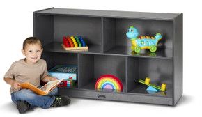 Mobile Wooden Gray Toy Storage Bookshelf