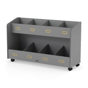 8 Section Mobile Gray Book Cart Organizer