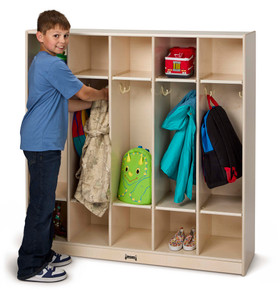 5 Section Wooden White Coat Locker With Cubbies