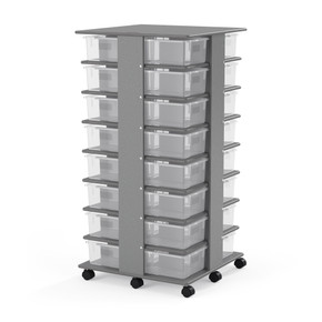 32 Tub Wooden Gray Mobile Storage Tower