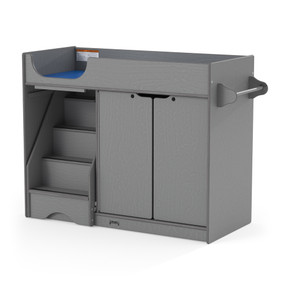 Gray Wooden Diaper Changing Table With Stairs