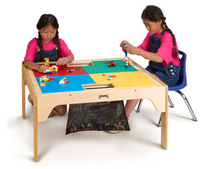 Wood LEGO® Compatible Square Dual Storage Table