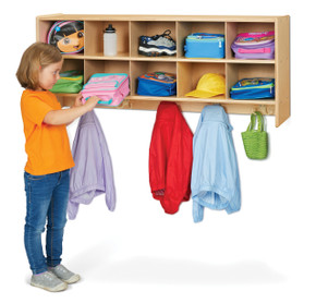 10 Section Wood Wall Mounted Coat Locker With Storage