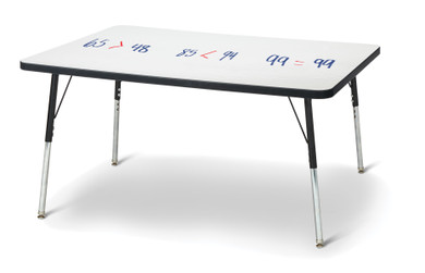 Rectangle Dry Erase Table - 30" x 48", A-height - Write-n-Wipe/Black/Black
