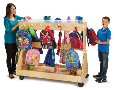 Mobile Backpack Cart – with Clear Cubbie-Trays