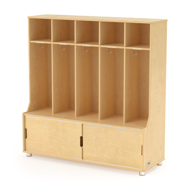 Wooden Classroom 5 Section Kids Locker With Storage